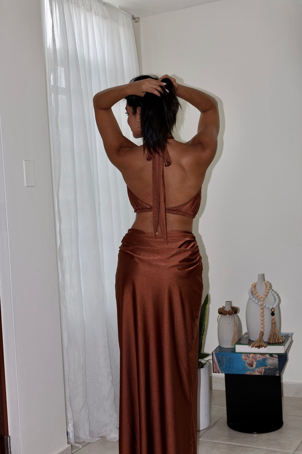 Siena Long Skirt | Shiny Copper