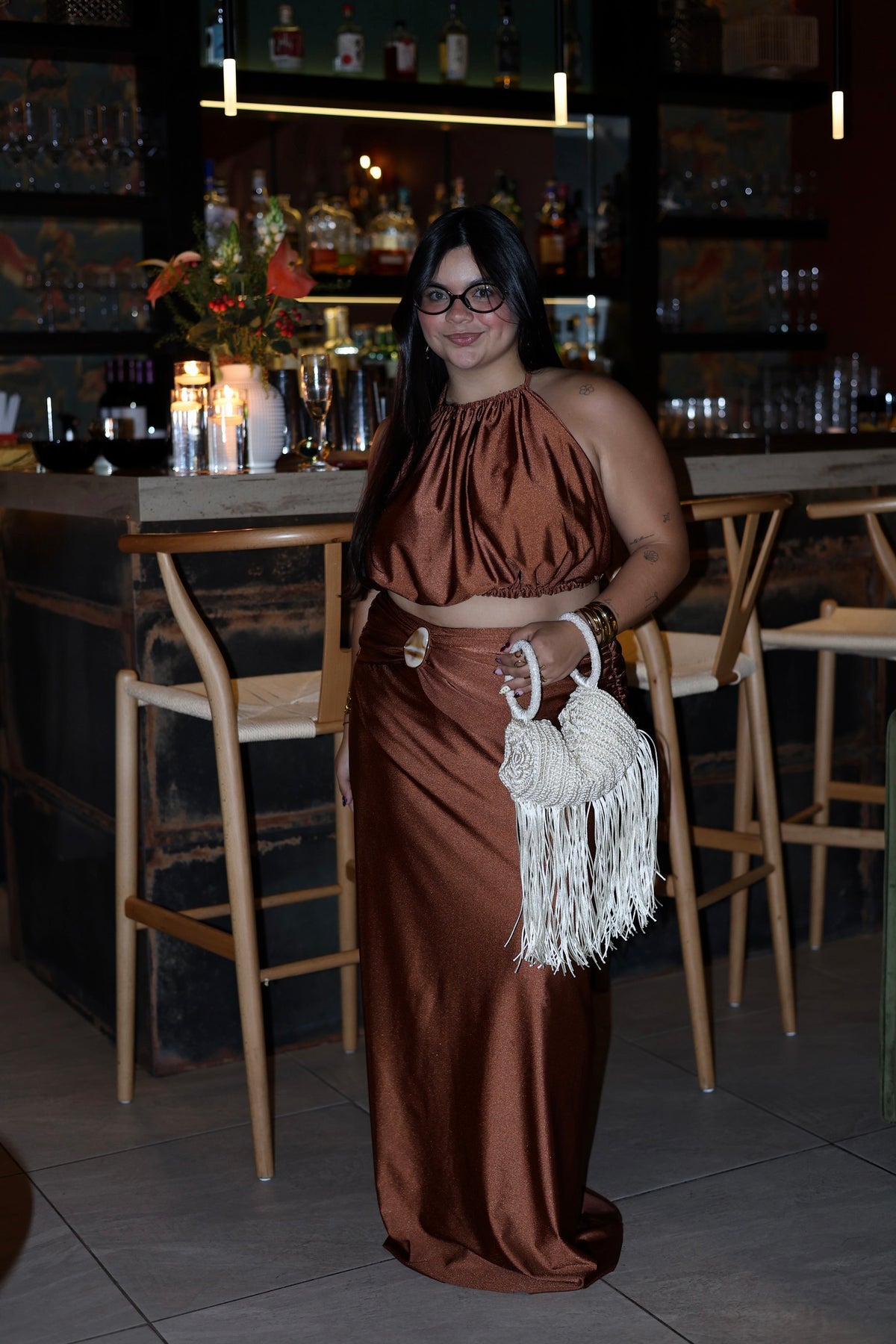 Siena Long Skirt | Shiny Copper