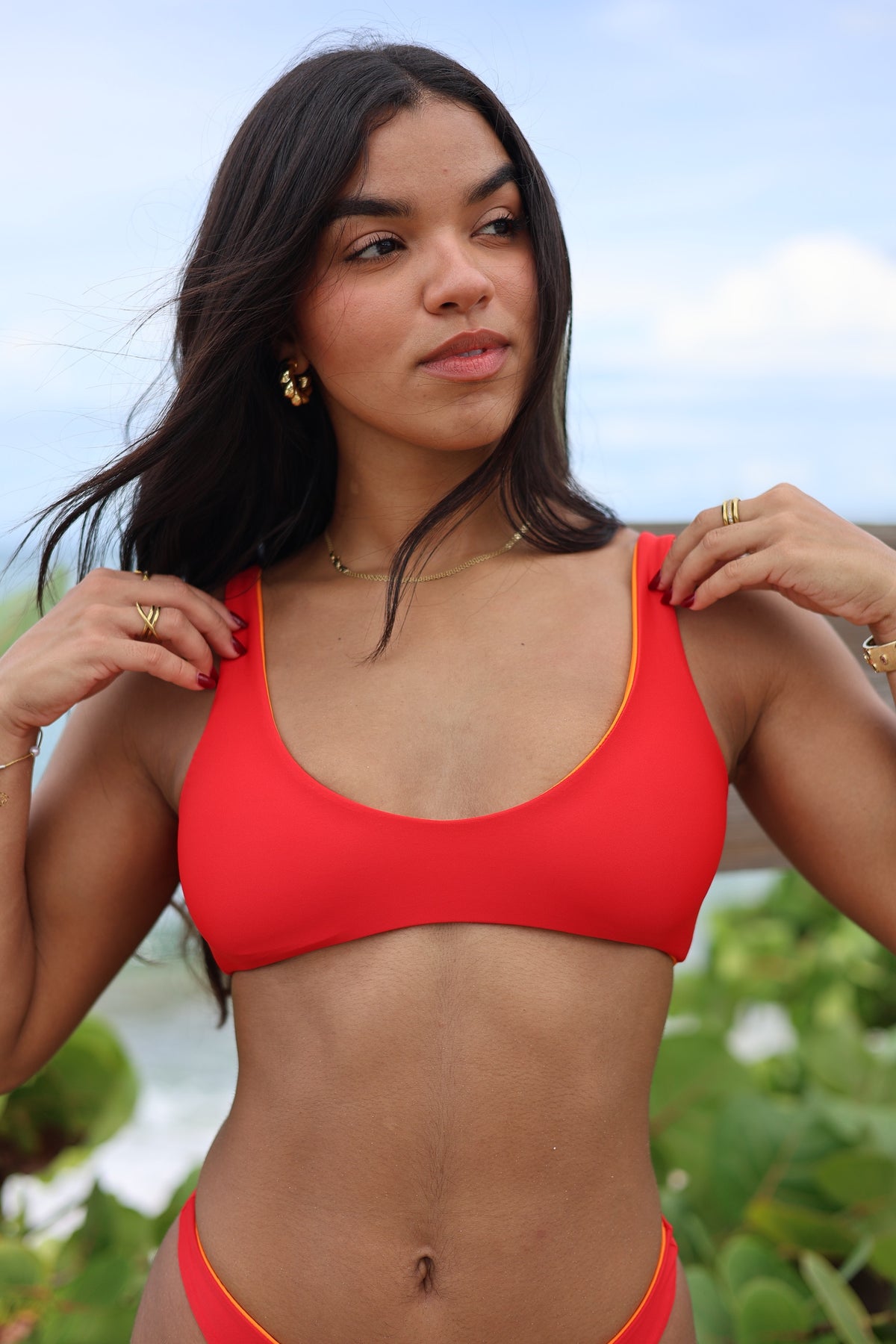 Orange + Red V-Shaped Top | REVERSIBLE