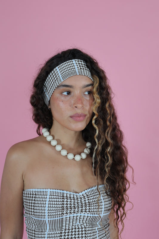 Baby Blue + Chocolate Print | Hair Bandana