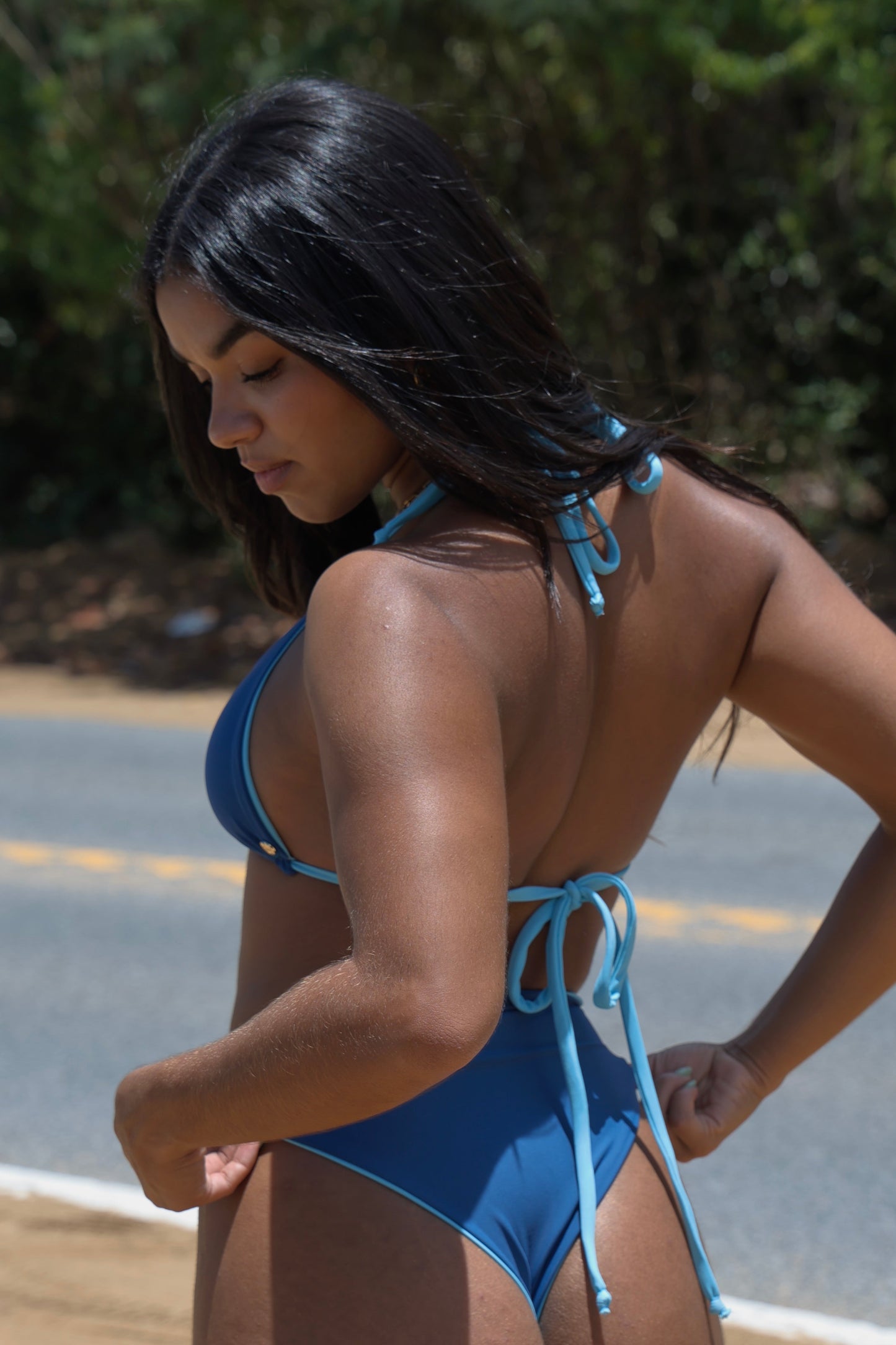 Navy + Light Blue Triangle Top | REVERSIBLE