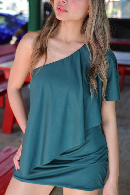 Hunter Green Top + Mini Falda | Two-Piece Set